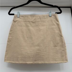 Double Zero Beige Raw Hem Mini Skirt Chic & Versatile Business Festival Outfit S